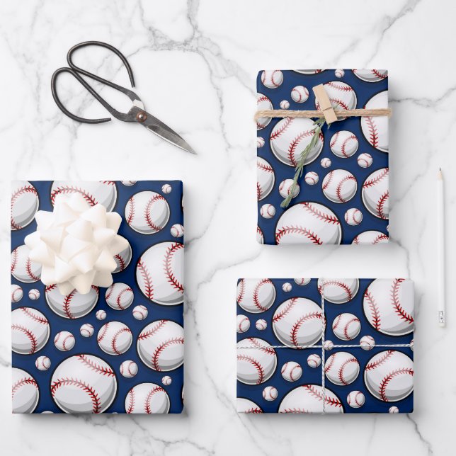 Baseball-Sportmuster Geschenkpapier Set (Vorderseite)