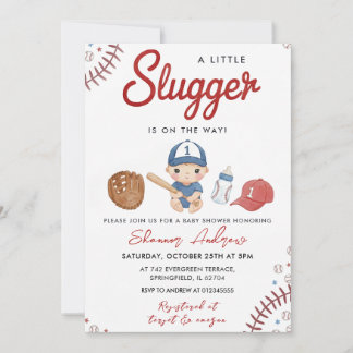 Baseball Sports Baby Shower Slugger Invitation Einladung