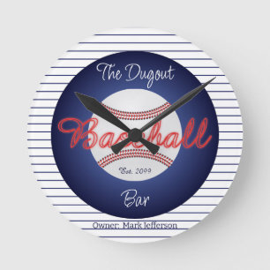 Baseball Sports Bar Sign Wall Clock Runde Wanduhr