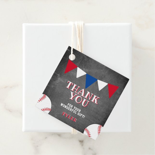 Baseball Sports Chalkboard Kinder Vielen Dank Geschenkanhänger (Beispiel)