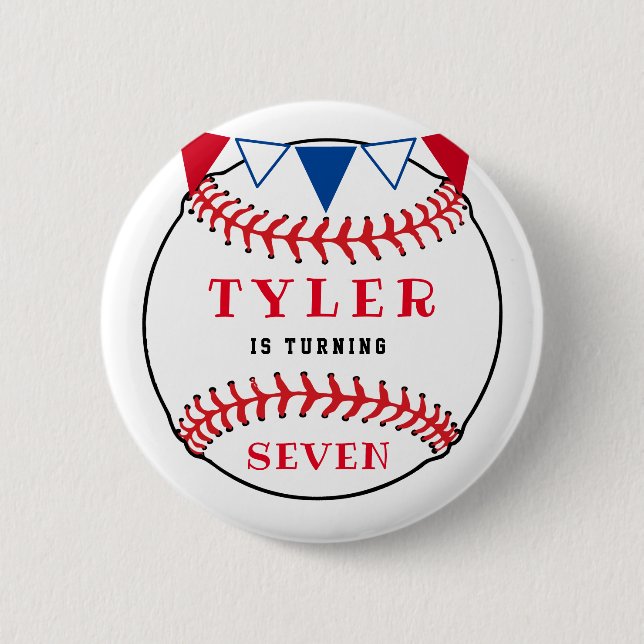 Baseball Sports Geburtstagsparty Button (Vorderseite)