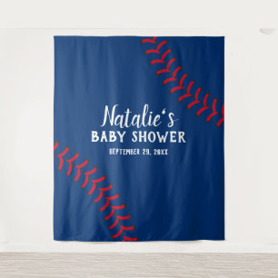 Baseball Sports Navy Blue Baby Duschseiten Wandteppich