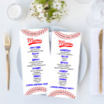 Baseball Sports Red Blue Geburtstagsparty Food Menükarte<br><div class="desc">Das ist ein Baseballmenü zum Geburtstagsfest. Kindermenü mit Getränken Vorspeise Dessertmenü</div>