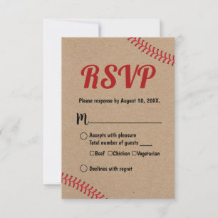 Baseball Sports Rustic Kraft Wedding RSVP Reaktion Karte