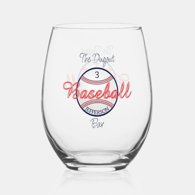Baseball Sports Stemless Wine Glass Trinkbehälter Weinglas Ohne Stiel (Vorderseite)