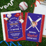 Baseball Sports Theme Birthday Party Invitation Einladung<br><div class="desc">Looking for an invitation that perfectly captures your little slugger's baseball-themed birthday party? Our invitation is designed in red, white, and blue colors and features a photo of your child, ready to hit a home run on their special day. With plenty of space for all the important details, including the...</div>