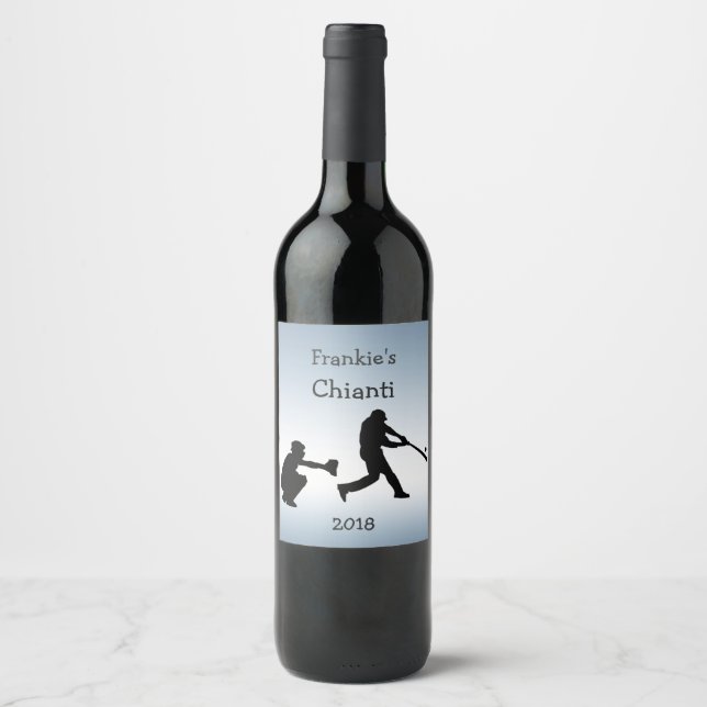 Baseball Sports Wine Blue Label Weinetikett (Vorderseite)