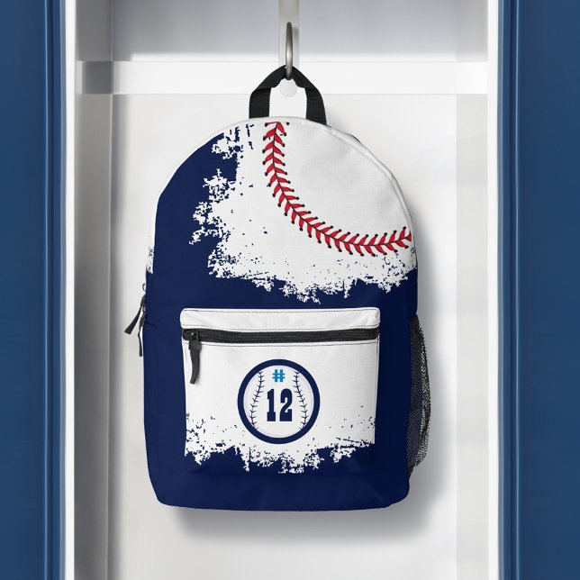 Baseball Sportteam Spieler Jersey Navy Bedruckter Rucksack (Baseball Sports Team Player Jersey Number Navy Printed Backpack)