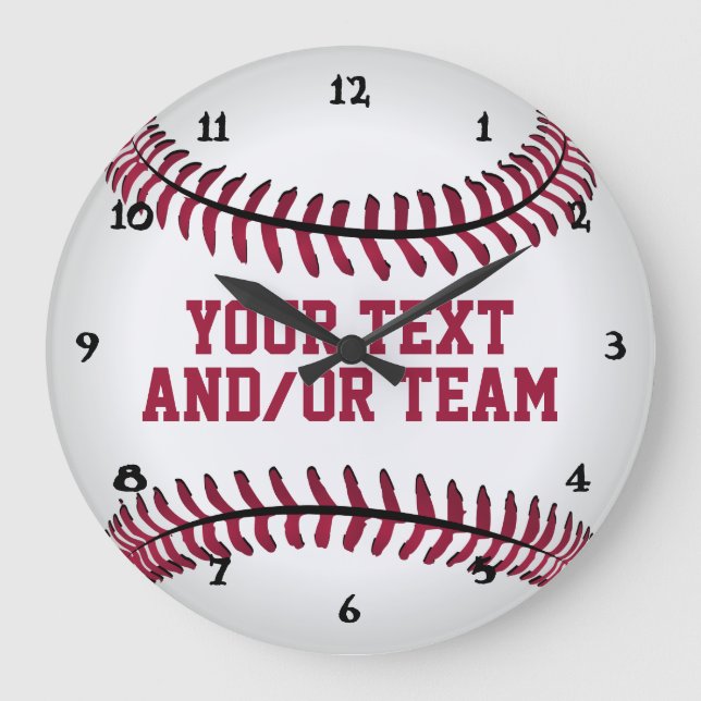 Baseball-Sportteam und Anzahl Große Wanduhr (Vorderseite)