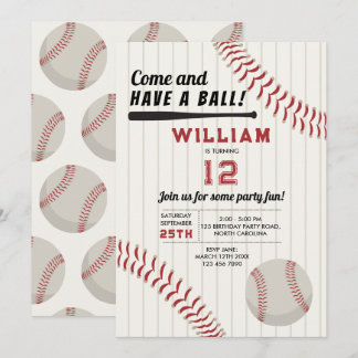 Baseball Sportthema Geburtstagsparty Einladung