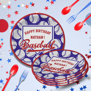 Baseball Sportthema Name Party Papierplatte Pappteller