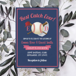 Baseball Sportthema Navy Blue Wedding Einladung