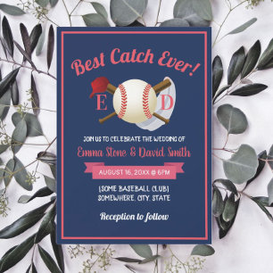 Baseball Sportthema Navy Blue Wedding Einladung