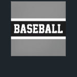 BASEBALL Sporty Athletic Schwarz-weiß Grau Streife Leinwanddruck<br><div class="desc">Dieses sportliche Design zeichnet sich durch athletischen BASEBALL-Text in einem schwarzen Mittelstreifen aus,  der in Weiß gegen graue Außenkanten markiert ist.</div>