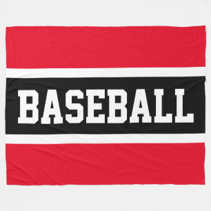 BASEBALL Sporty Bright Red Schwarz-weiß Stripes Fleecedecke
