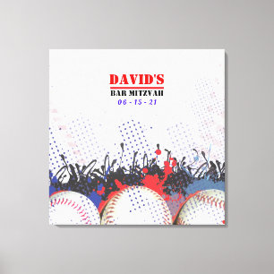 BASEBALL SPRITZER Bar Mitzvah Sign-In Memory-Board Leinwanddruck