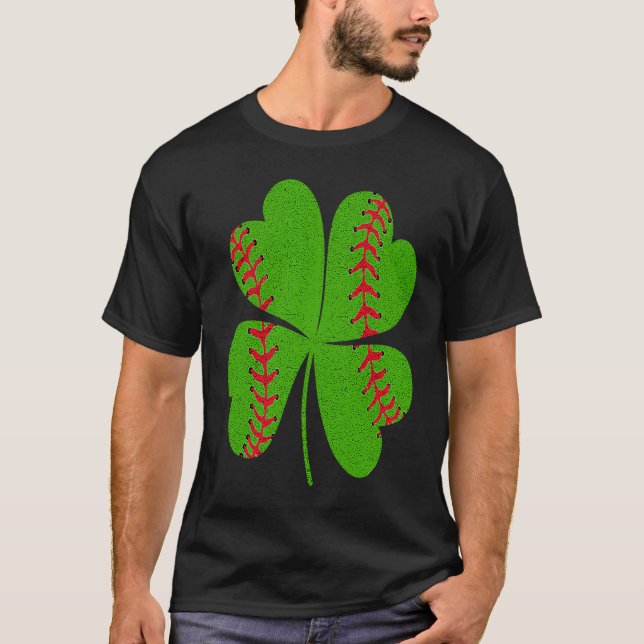 Baseball St Patricks Day Catcher Pitcher Shamrock T-Shirt (Vorderseite)