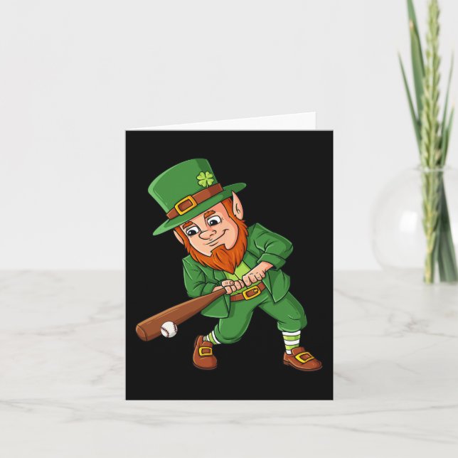 Baseball St Patricks Day Leprechaun Hitter Batter Karte (Vorderseite)