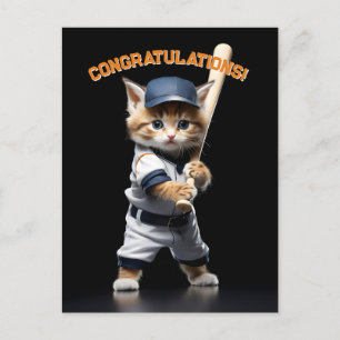 Baseball Star Kitten Postkarte