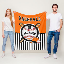 Baseball ⚾ Star - Orange und Schwarz Fleecedecke