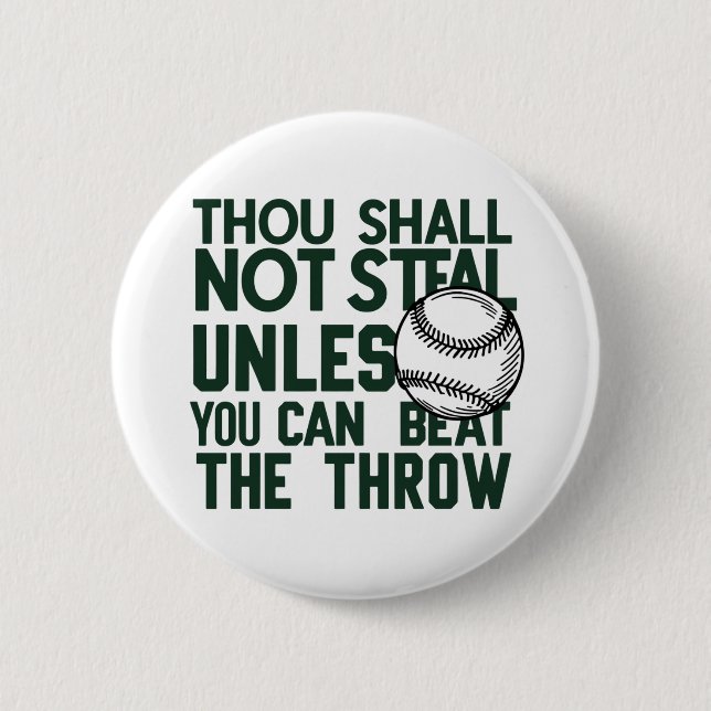 Baseball Stealing Spaß Shirt Button (Vorderseite)
