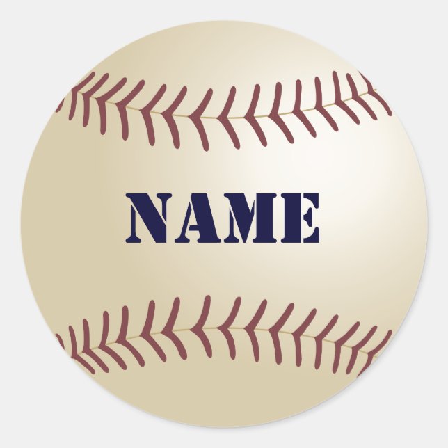 Baseball-Sticker - Name hinzufügen Runder Aufkleber (Vorderseite)
