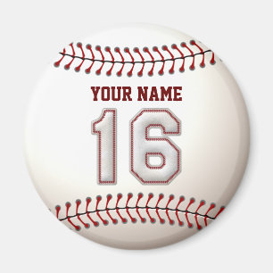 Baseball Stitches Player Nummer 16 und Individuell Magnet
