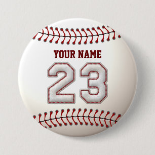 Baseball Stitches Player Nummer 23 und Individuell Button