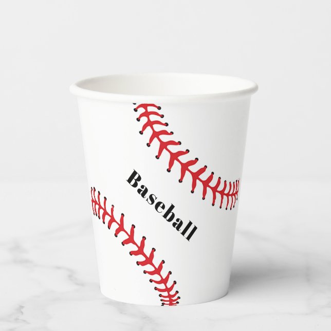 Baseball-Stitching-Design-Papier-Cup Pappbecher (Vorderseite)