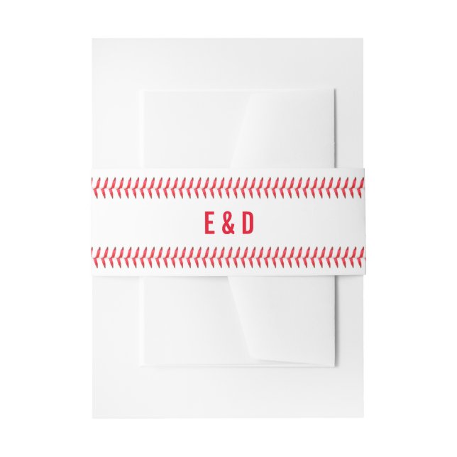 Baseball Stitching Sport Hochzeit Einladungsbanderole (Vorderseite Beispiel)