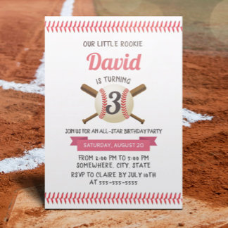 Baseball Stitching Sports Theme Geburtstagsparty Einladung