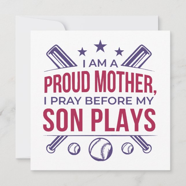 Baseball stolz Mutter ich bete, bevor mein Sohn sp Einladung (Vorderseite)
