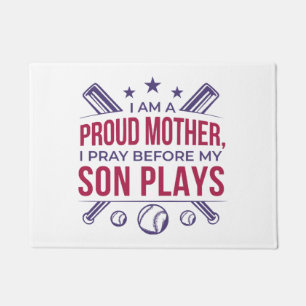 Baseball stolz Mutter ich bete, bevor mein Sohn sp Fußmatte