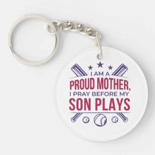 Baseball stolz Mutter ich bete, bevor mein Sohn sp Schlüsselanhänger