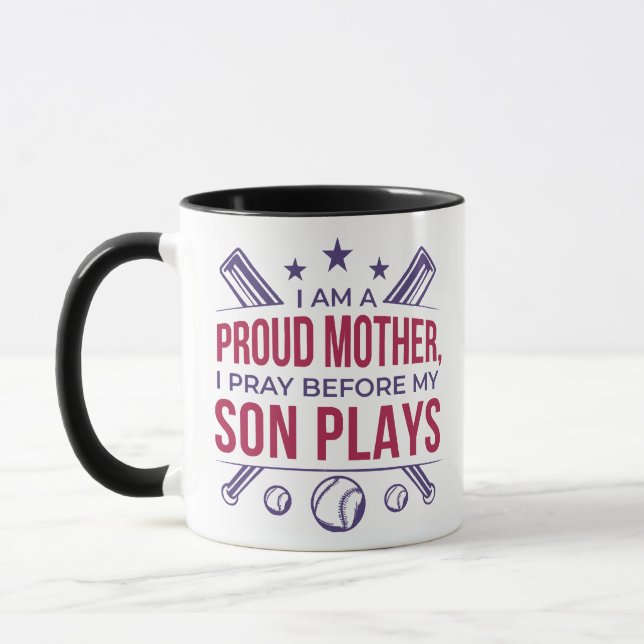 Baseball stolz Mutter ich bete, bevor mein Sohn sp Tasse (Links)
