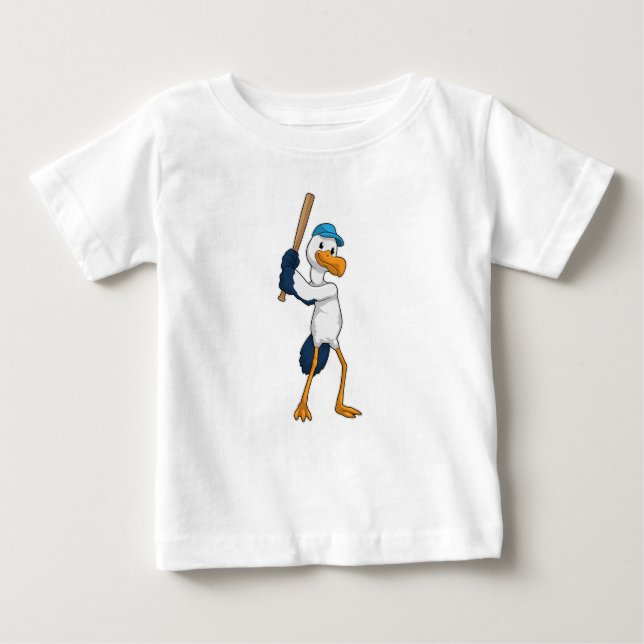 Baseball-Storch mit Baseballschläger Baby T-shirt (Vorderseite)