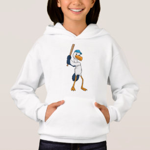 Baseball-Storch mit Baseballschläger Hoodie