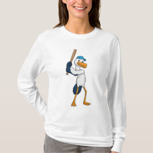 Baseball-Storch mit Baseballschläger T-Shirt