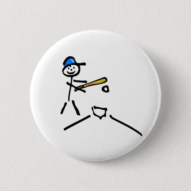 Baseball-Strichmännchen Button (Vorderseite)