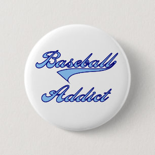 Baseball-Süchtig-Blau Button
