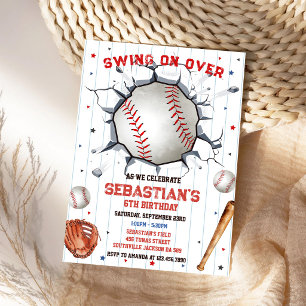 Baseball-Swing-On-Over-Jungen-Geburtstagseinladung Einladung