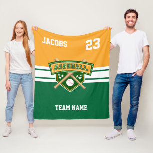 Baseball-Symbol-Team im Grün, im Gold u. im Weiß Fleecedecke