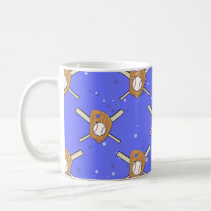 Baseball-Symbole - Nahtloses Muster auf Blau   Kaffeetasse