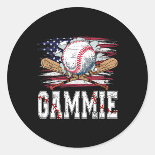 Baseball T-ball Gammie American Flag Proud Ball Ga Runder Aufkleber