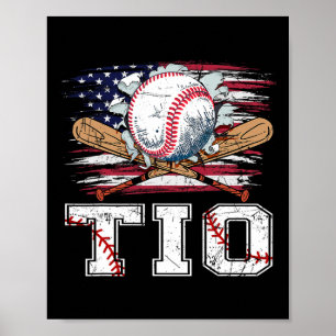 Baseball T-Ball Tio Amerikanische Flagge Stolz Bal Poster