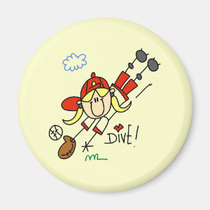 Baseball-Tauch Mädchen Softball-T-Shirts und Gesch Magnet