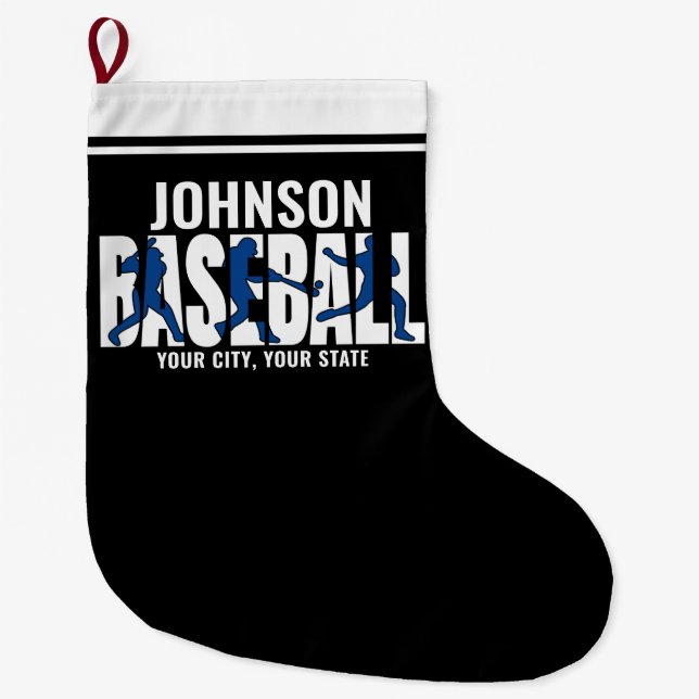 Baseball Team ADD NAME Champion Game Player Großer Weihnachtsstrumpf (Vorderseite)