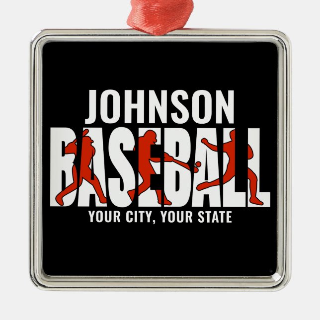 Baseball Team ADD NAME Champion Game Player Ornament Aus Metall (Vorne)