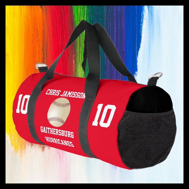 Baseball-Team, Coach oder Player Red Personalisier Duffle Bag (Von Creator hochgeladen)