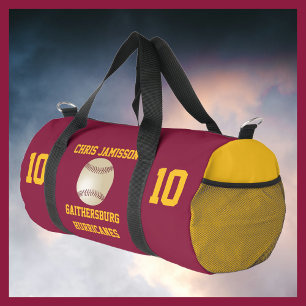 Baseball Team Coach Spieler Maroon Gold personalis Duffle Bag